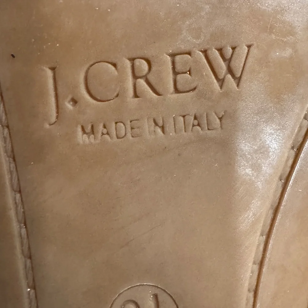 J. Crew Tan Suede Studded Flats 8.5 made in Italy